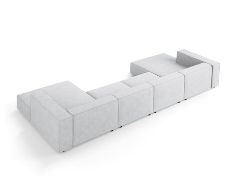 Cosmopolitan Design Panoramische bank Arendal 6-zits, chenille met ribbeleffect, lichtgrijs - 166x364x70cm