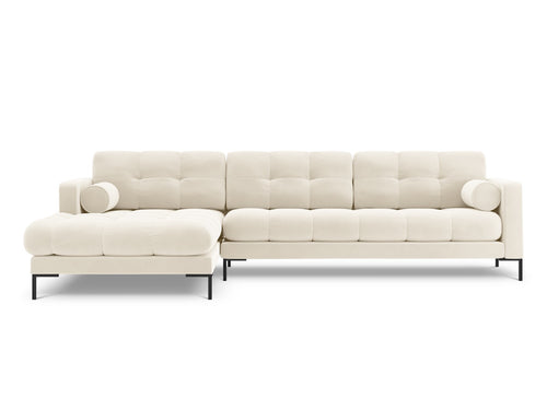 Cosmopolitan Design linker hoekbank Bali 5-zits, flueel, lichtbeige - 185x293x75cm