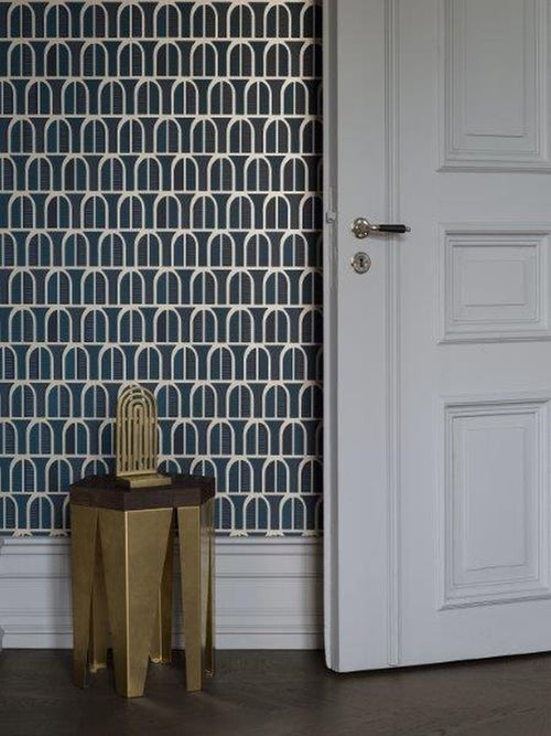 Borastapeter behang geometrische vormen vergrijsd blauw - 53 cm x 10.05 m - 660871 - vtwonen shop