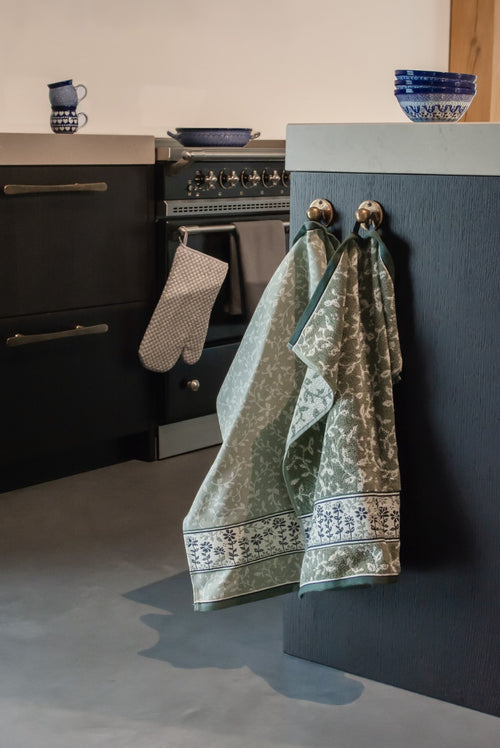 Bunzlau Castle Luxe Keukendoek en Theedoek - Daydream Donkergroen - 100% biologisch GOTS katoen - keukentextiel set - vtwonen shop