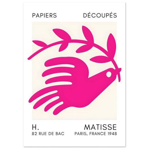 Artfulprints  Matisse - Peace dove pink   poster A4 21x29.7 cm - vtwonen shop