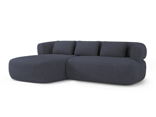 Micadoni linker hoekbank Jenny 5-zits, boucle donkerblauw - 145x225x73cm