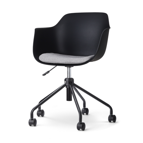 Nolon Nout-Liz Bureaustoel Zwart - Lichtgrijs Kussen - Zwart Onderstel - vtwonen shop