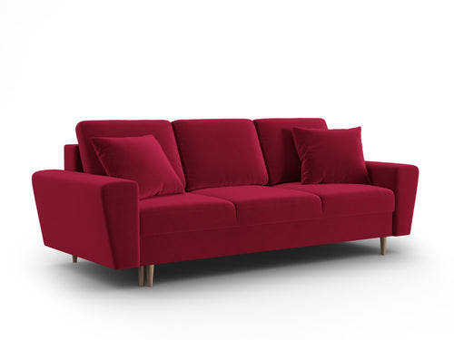 Cosmopolitan Design Slaapbank met opbergdoos Kyoto 3-zits, flueel rood - 100x235x88cm