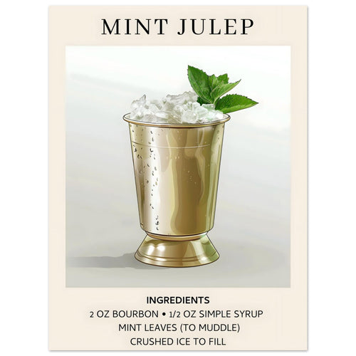 Artfulprints  Mint Julep cocktail - Ingredients   poster 30x40 cm - vtwonen shop