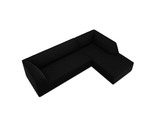 Micadoni rechter hoekbank Ruby 4-zits, flueel, zwart - 180x273x69cm