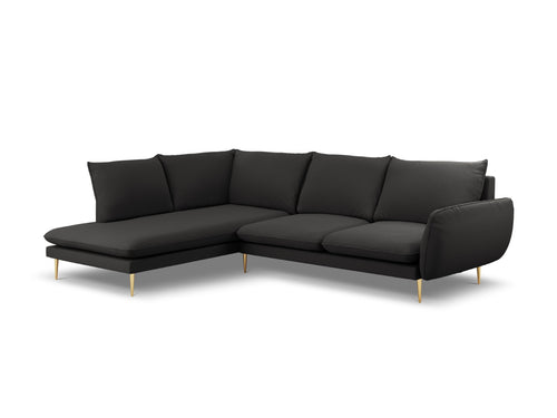 Cosmopolitan Design linker hoekbank Vienna 6-zits, boucle, zwart - 185x275x95cm