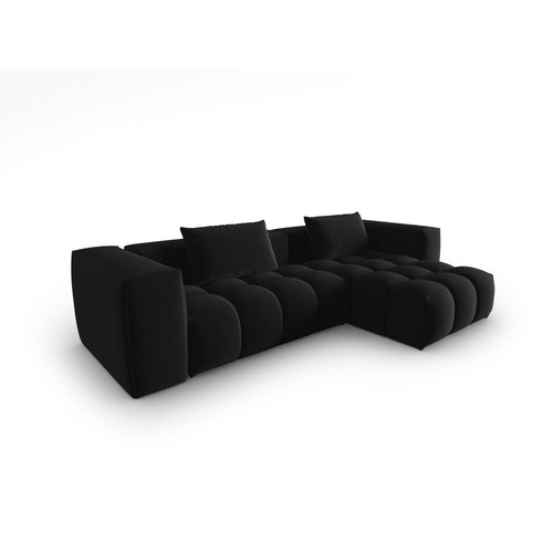 Cosmopolitan Design - Modulaire hoekbank rechts Verona 3-zits, flueel zwart - 145x260x70cm