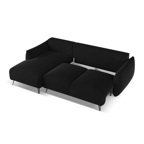 LaMiaSofa hoekbank links Genova - velours - zwart - 242x162x86