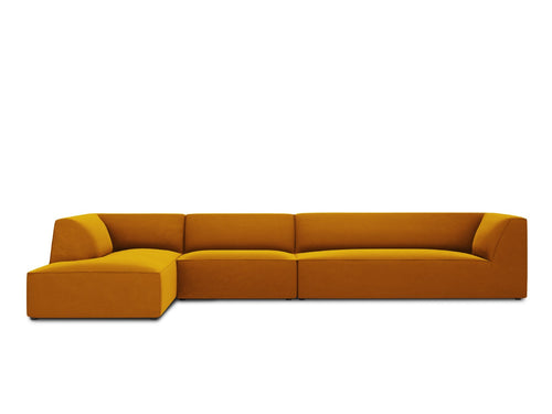 Micadoni linker hoekbank Ruby 5-zits, flueel, geel - 180x366x69cm