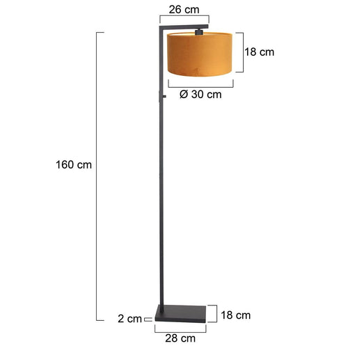 Steinhauer vloerlamp Stang - 1 lichts - 30  x 160   cm - zwart - oker geel