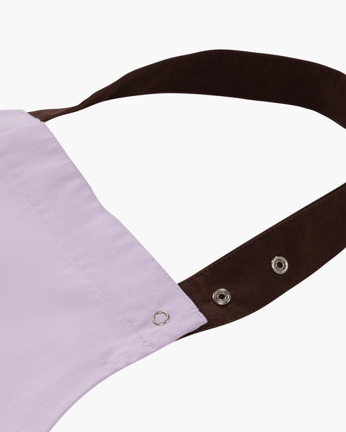 noo.ma Rubi schort 100% katoen - verstelbaar, kleurrijke kleurvlakken (Lavender, Green & Brown)