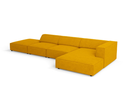 Cosmopolitan Design rechter hoekbank Arendal 5-zits, chenille met ribbeleffect, mosterd - 166x341x70cm