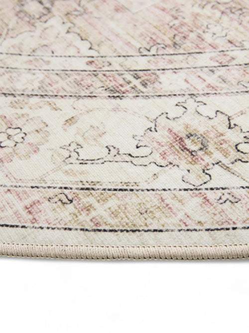 benuta wasbaar vloerkleed George - roze/beige - ø 120 cm