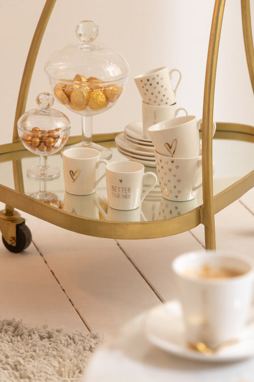 J-Line theemok + schoteltje Hart - keramiek - wit - giftbox van 4 - vtwonen shop