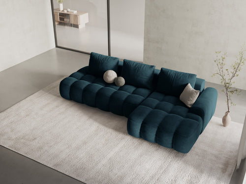 Cosmopolitan Design Converteerbare hoekbank rechts met opbergdoos Linz 3-zits, flueel diepe olie - 142x275x84cm