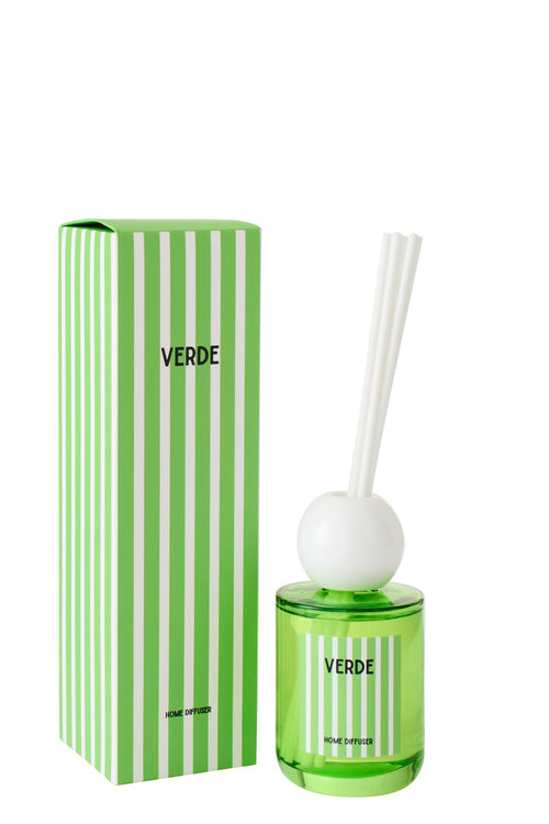 J-Line geurstokjes Verde Oplosmiddel - Spring Ivy & Neroli - glas - groen - large