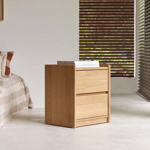 Tikamoon Nachtkastje van massief eikenhout met 2 laden - Naturel - vtwonen shop