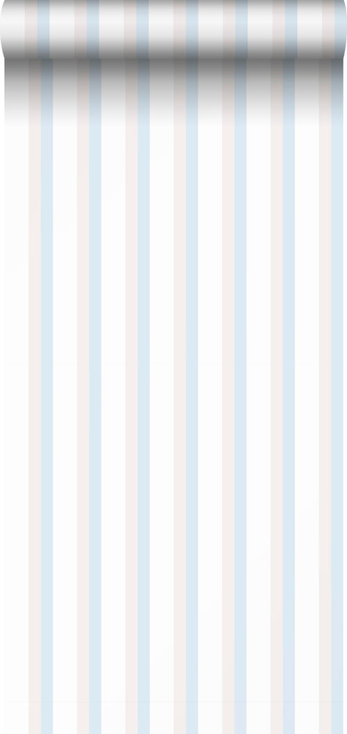 Sanders & Sanders behang strepen lichtblauw, beige en wit - 53 cm x 10 m - 640594 - vtwonen shop