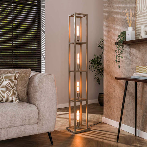 Giga Meubel Vloerlamp Quadra - Beige - 4-Lichts - 25x25x163cm