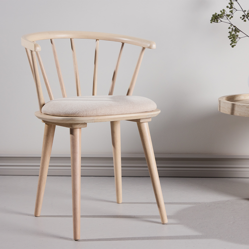 Nest living Paco Houten Eetkamerstoel Vast Zitkussen - whitewash - vtwonen shop