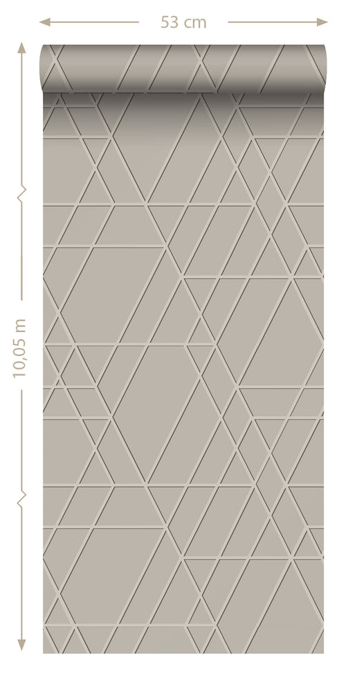 ESTAhome behang grafisch 3D motief taupe - 50 x 900 cm - 139600 - vtwonen shop