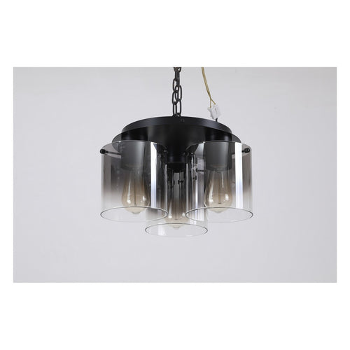Searchlight Sweden 3-lichts plafondlamp - matzwart en gerookt glas