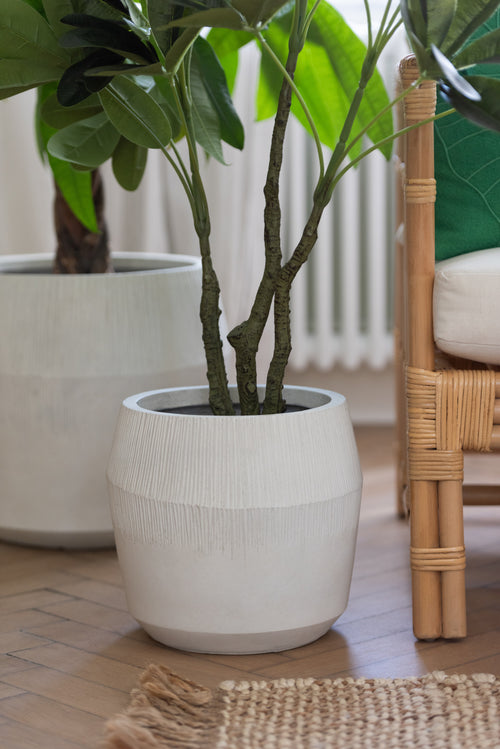 J-Line bloempot Vezelklei - keramiek - wit - 3 stuks - Ø 50.5 cm