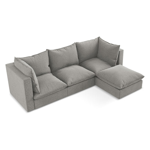 LaMiaSofa hoekbank rechts Ravenna - velours - grijs - 255x165x77