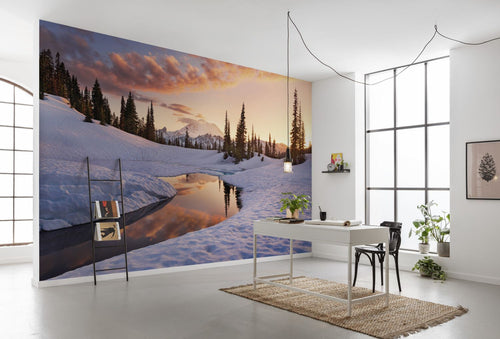 Sanders & Sanders fotobehang landschap met sneeuw wit en lichtbeige - 450 x 280 cm - 612606 - vtwonen shop