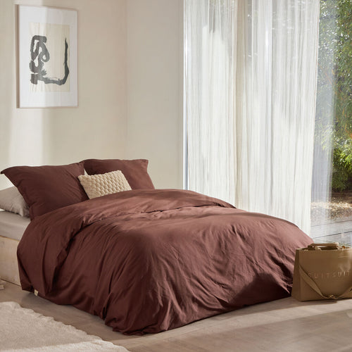 Walra - Dekbedovertrek Vintage Satin - 140x220 cm - Bruin