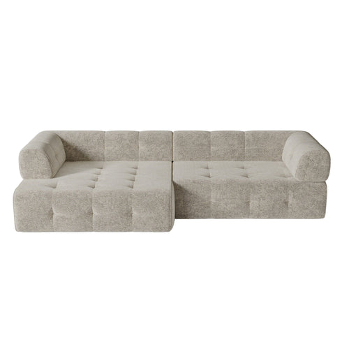 Sia Home - Hoekbanken links CHARLIE - Chenille fluweel - Mol - 238cm