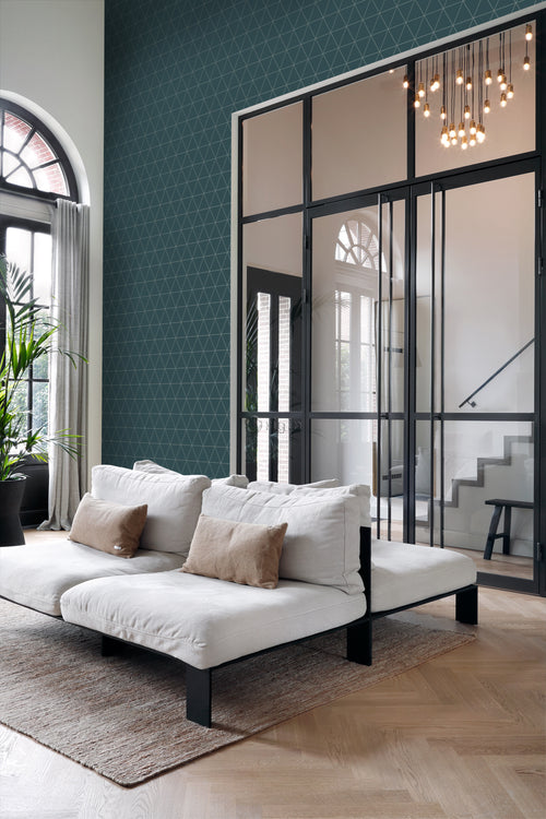 Origin Wallcoverings behang grafische driehoeken blauw - 53 cm x 10.05 m - 347715