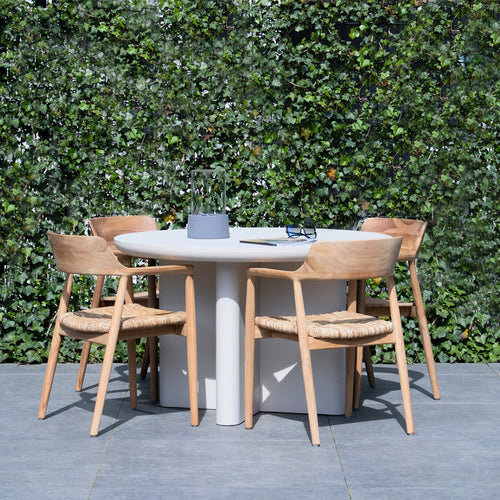 Giga Meubel Tuintafel Miso - Rond 120cm - Beige betonlook - Acryl Coating