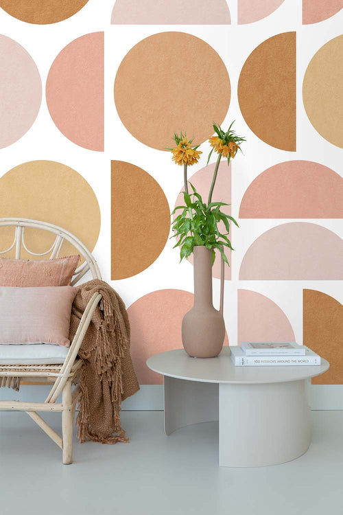 ESTAhome fotobehang geometrische vormen zacht roze en beige - 200 x 279 cm - 159384 - vtwonen shop