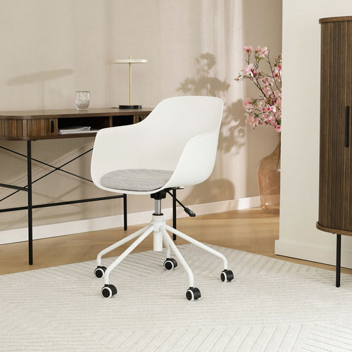 Nolon Nout-Liz Bureaustoel Wit - Lichtgrijs Kussen - Wit Onderstel - vtwonen shop