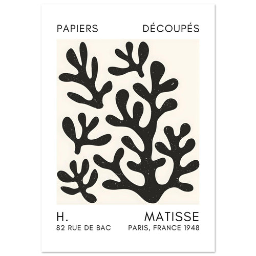 Artfulprints Poster met Lijst Matisse – Coral shadows black   - 70x100 cm - Zwart