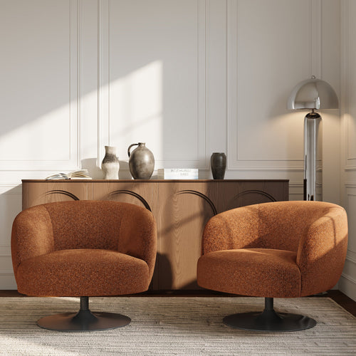 Sia Home - Draaibare fauteuil OSKA - getextureerd fluweel terracotta 77cm