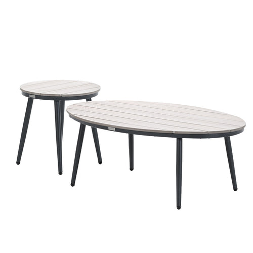 Garden Impressions bijzettafels Lucas donker grijs - teak look - 2-delig - vtwonen shop