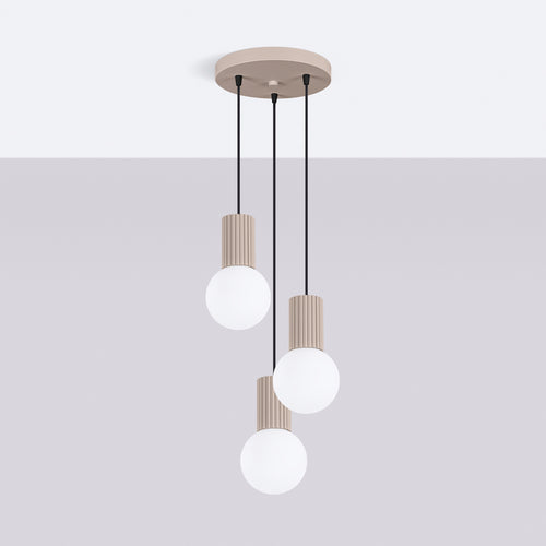 Sollux Lighting Hanglamp HALO 3P taupe - 25x25x125cm