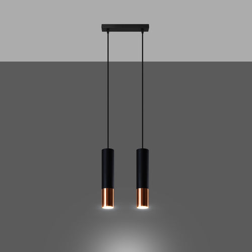Sollux Lighting Hanglamp LOOPEZ 2 zwart/koper - 30x6x90cm