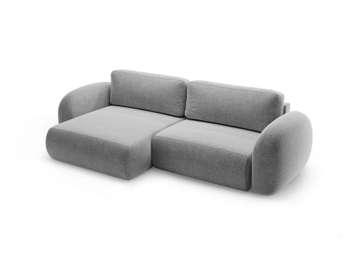 Cosmopolitan Design Omkeerbare converteerbare hoekbank met opbergdoos Tonale 4-zits, chenille lichtgrijs - 149x262x88cm