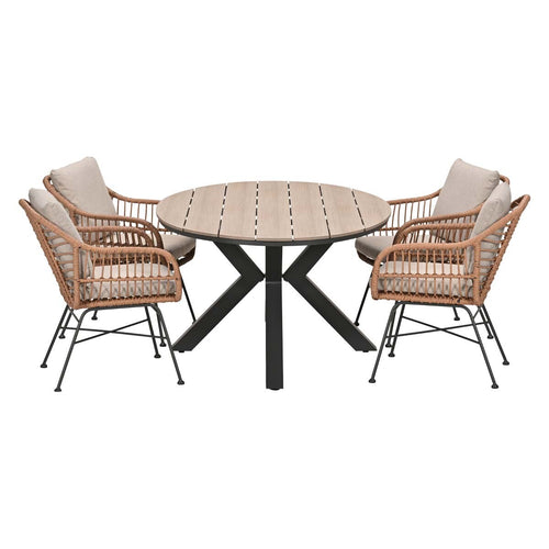 Garden Impressions Tuinset Lucas bruin 5-delig - Tulli tuintafel 180x115 cm
