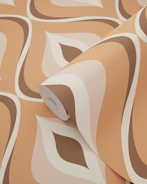 ESTAhome behang retro ornamenten oranje en bruin - 50 x 900 cm - 130986 - vtwonen shop