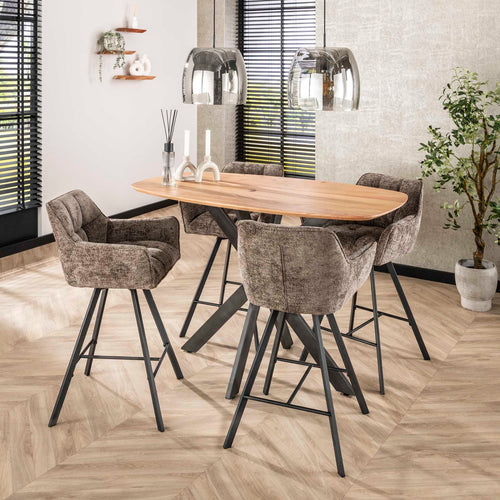 Giga Meubel Barstoel Raster - Taupe - Draaibaar - Zithoogte 69cm - Set van 2 - Set van 2 - vtwonen shop