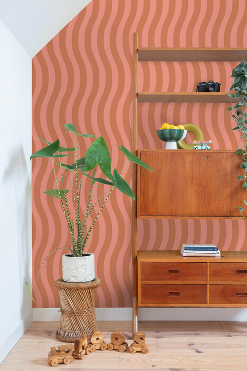 ESTAhome behang golvende strepen roze - 50 x 900 cm - 131609 - vtwonen shop