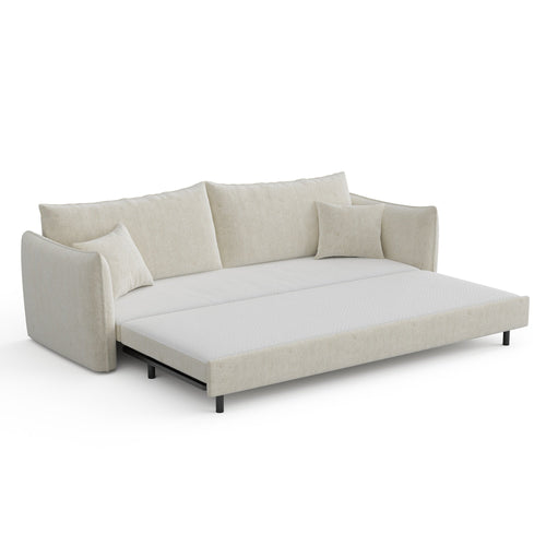 Sia Home - Slaapbank PLUME - getextureerd fluweel crème 213.5cm