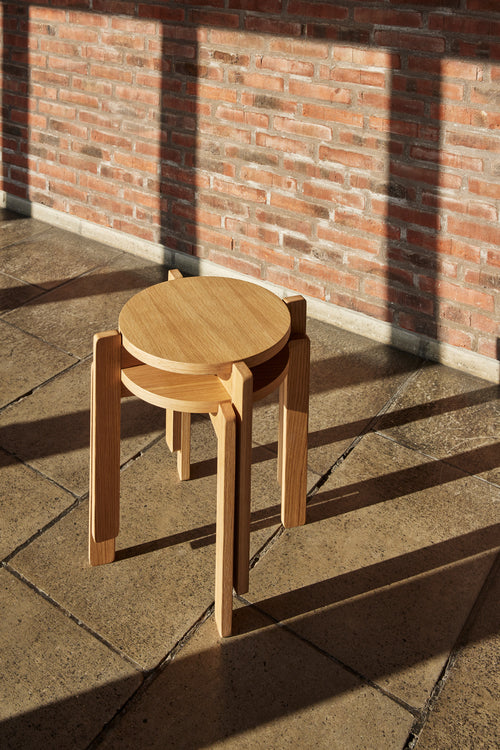 Hübsch kruk Always - mdf/okernfineer/eikenhout - ø45xh42cm