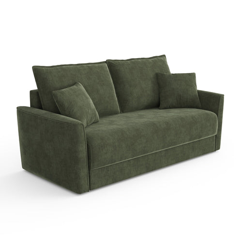 Sia Home - Rechte bank LUXO - Zacht aanvoelende geweven stof - Kaki groen - 180cm