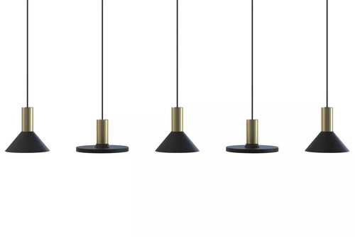 Nowodvorski hanglamp Hermanos - 5 lichts - 132  x 130   cm - zwart - goud - vtwonen shop